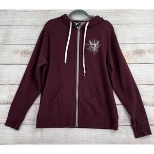 Stone Brewing Gargoyle Logo Full Zip Hoodie Sweatshirt Womens Large‎ Burgundy